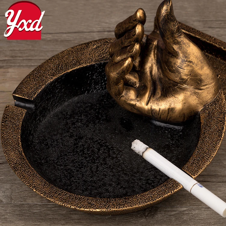Creative Vintage Silver Resin Cigarette Ashtray with Cell Phone Holder  Novelty Design Desktop Ornament Gift for Men