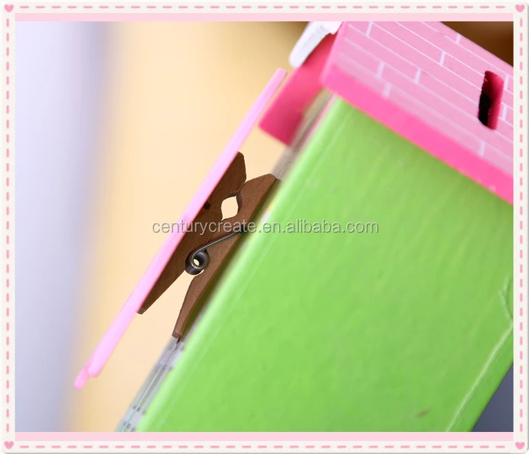 
 Копилка в форме домика с милыми животными, деревянная копилка для денег и монет  