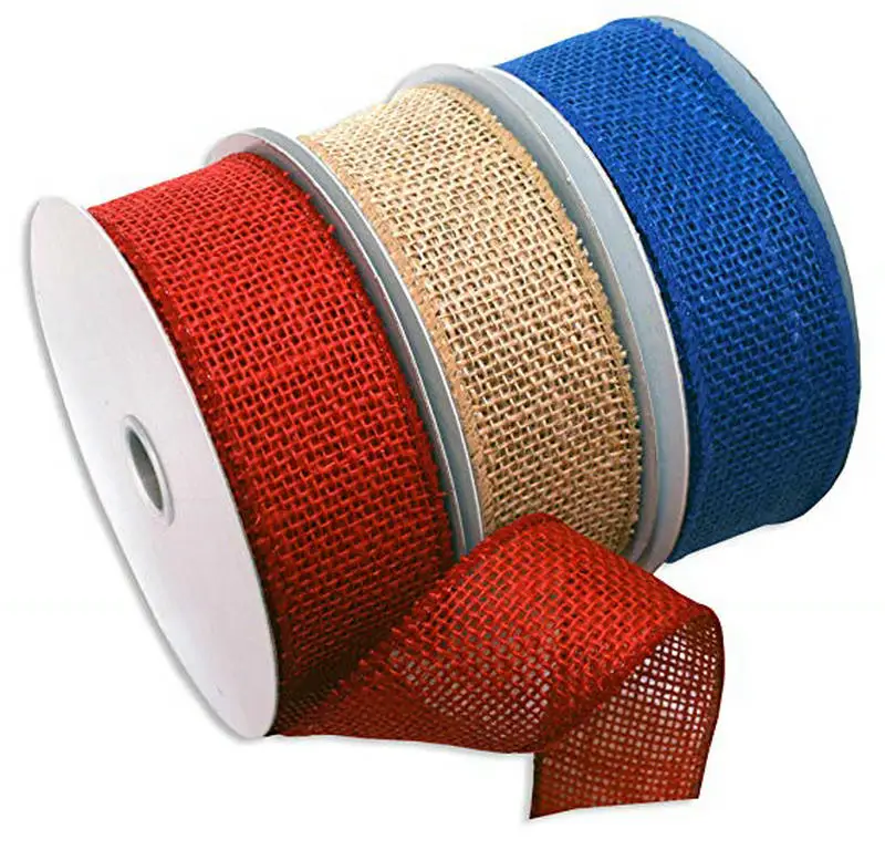 red burlap wired ribbon