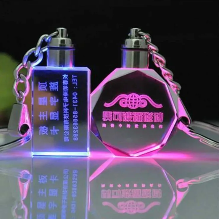 Брелок с логотипом автомобиля, брелок с изменяющимся кристаллом на заказ, оптовая продажа, светодиодный брелок с акриловым кристаллом, светодиодный брелок