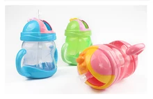 240ml Baby Bottle Kids Children Learn Feeding Drinking Water Straw Handle Bottle Training Cup 3 Colors