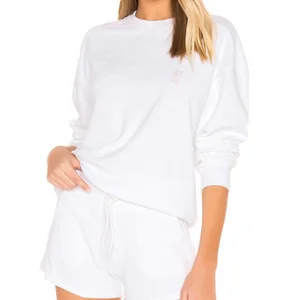 Wholesale 100% Organic Cotton Terry Crew Neck Plain Pullover Hoodies