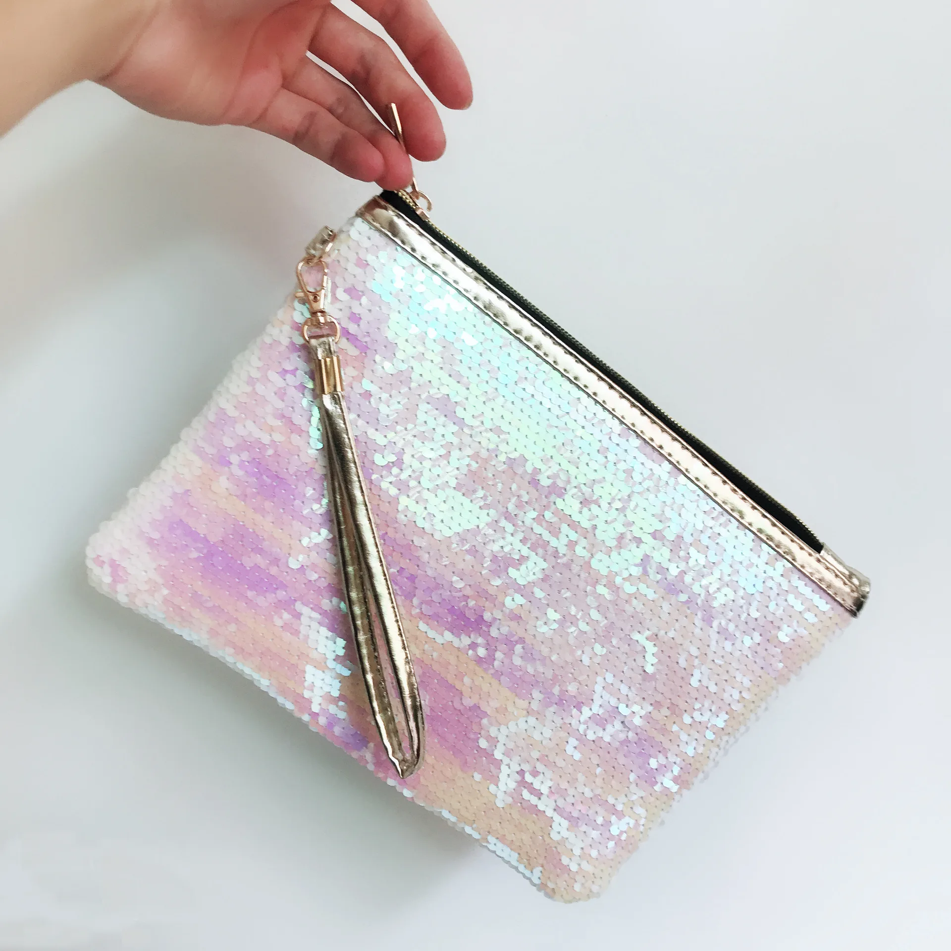 sequin makeup pouch