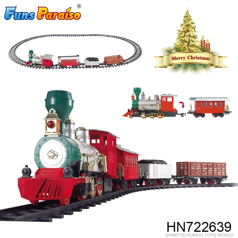 Новый пластиковый рождественский поезд, электрический дым, игрушечный поезд с подсветкой HN722639
