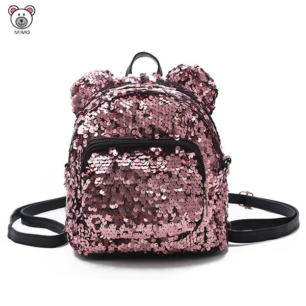 2019 New Style Girl Minnie Mouse Pink Shining Sequin School Bag Backpack Custom 2 In 1 Reversible Sequin Shiny Travel Backpack Alibaba