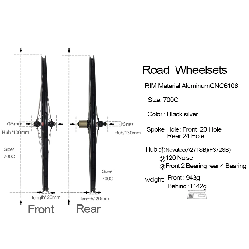 
 2020 BXT 700C V-brake колеса из сплава без углерода, дорожный велосипед, алюминиевая клинчерная дорожная колесная пара, novatec hub, китайские велосипедные колеса  