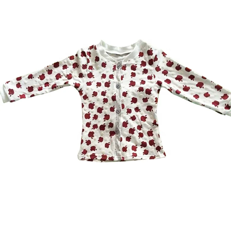 Оптовая продажа, хлопковые пижамы для мальчиков с длинным рукавом и принтом яблока, детские пижамы оптом для маленьких мальчиков, 2 шт.