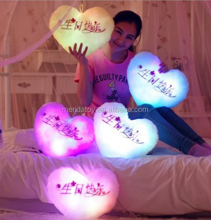 light up heart pillow