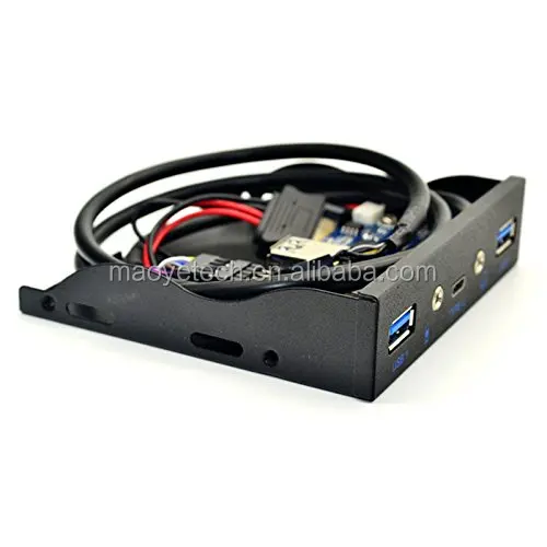USB 3.0 2-Port 3.5 Inch Front Panel USB Hub With HD Audio Port/Microphone Port/USB 3.1 Type C Port for Desktop