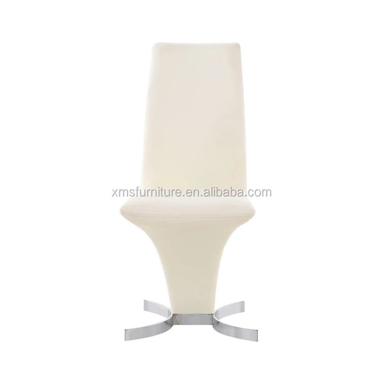 Popular PU Cover Silver Plated Base Comfortable Z Shape Dining Chair