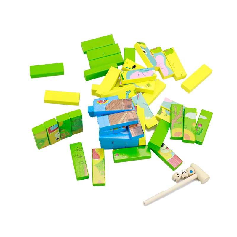 Деревянные блоки, игра для укладки, головоломка, игрушка, 2 в 1 игровой набор