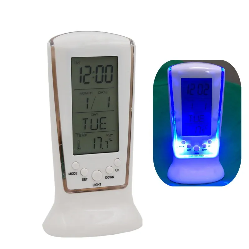 Digital LCD Display Alarm Clock Calendar Thermometer Temperature with Backlight 