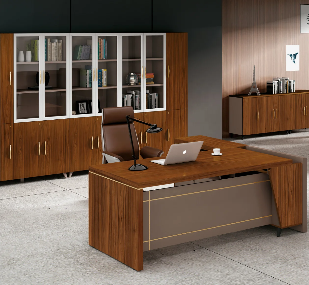 Classy Office Table In Walnut  Elegant Office Tables Online: Boss