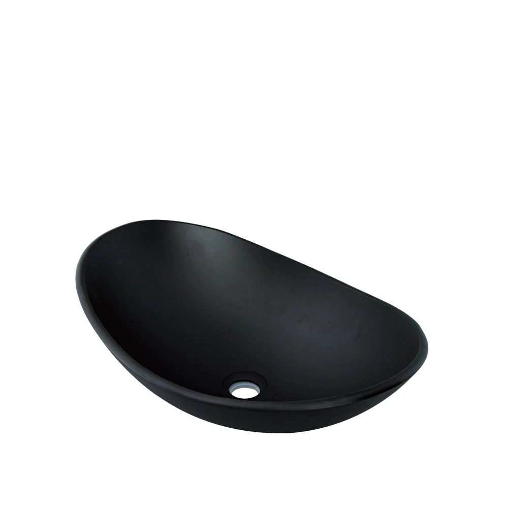 Matte Black Bathroom Toilet Countertop Glass Vessel Sink Bowl Face Wash Basin Buy Wash Basin Sink Oval Countertop Basin