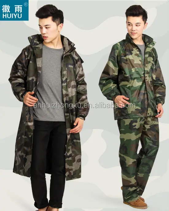 OEM factory military army rain suit raincoat army gear camouflage suit waterproof breathable cheap rain suit