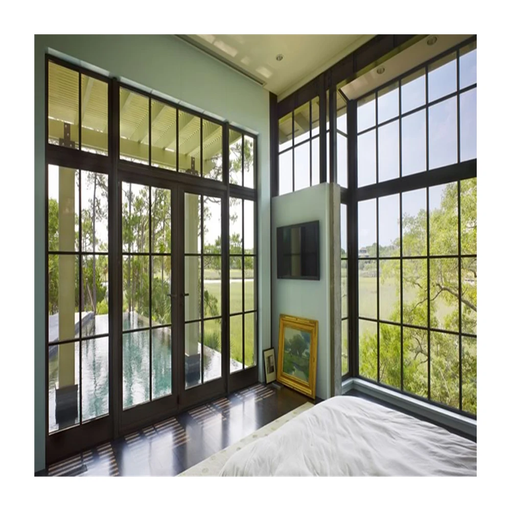Castment Iron Balcony Steel Window Metal Decorative Steel Window Guards with Stainless Window Frame