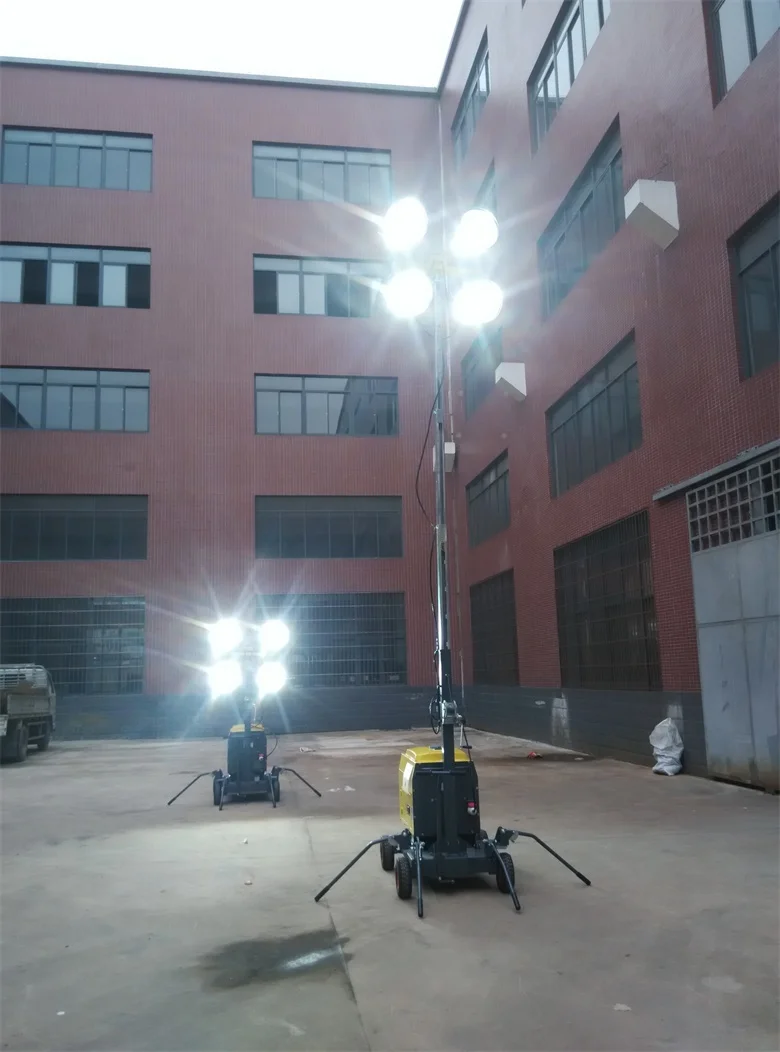 
Портативный башенный светильник RPLT1600 4,8 м 4x400 Вт с генератором 