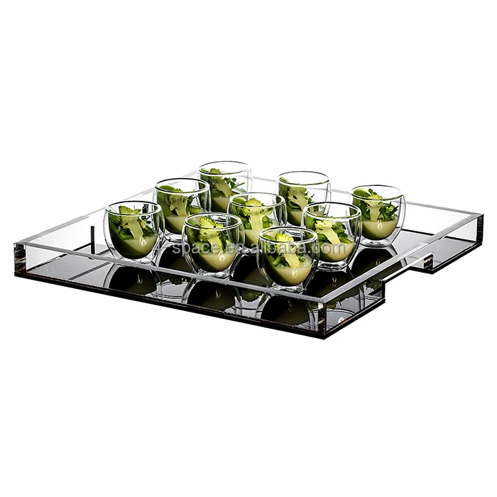 Nicole Fantini's Hanna K. Signature 24 Clear Plastic Plastic Serving Trays-Serving Platters| 9 x 13 inch| Rectangular Disposable Party Platters and