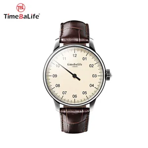 China Factory Wholesale Custom Genuine Leather Strap Simple OEM Single Needle Arabic Numerals Quartz Men's Watch