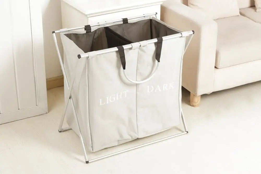 Большая Складная легкая стальная корзина, корзина для грязного белья из ткани Оксфорд, органайзер для грязного белья с опорой