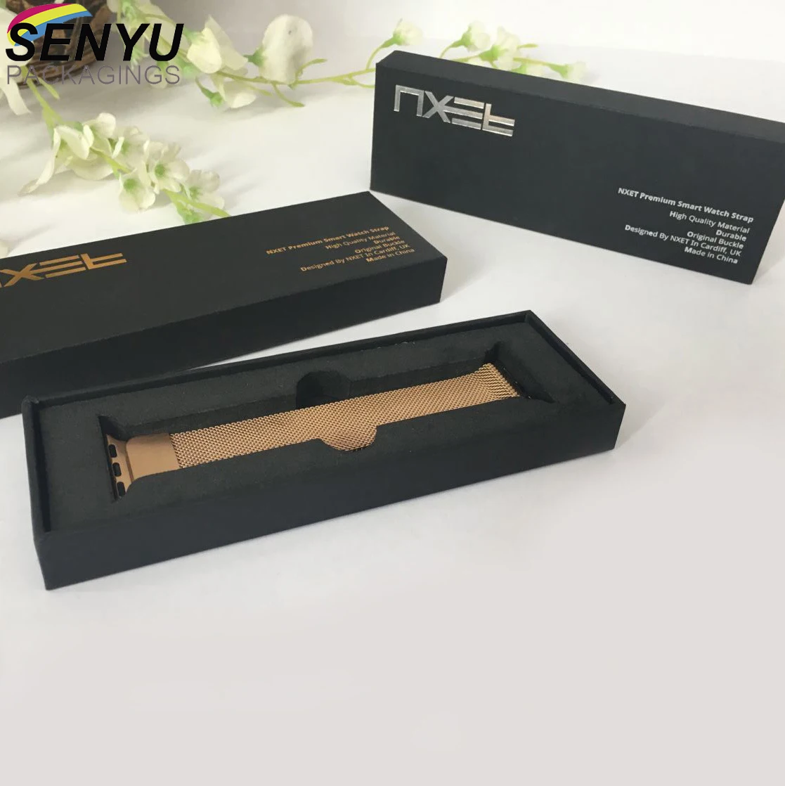 Luxury Custom Brand Watch Strap Packaging Box Wholesale Gift Lid Paper Box with EVA Foam Insert
