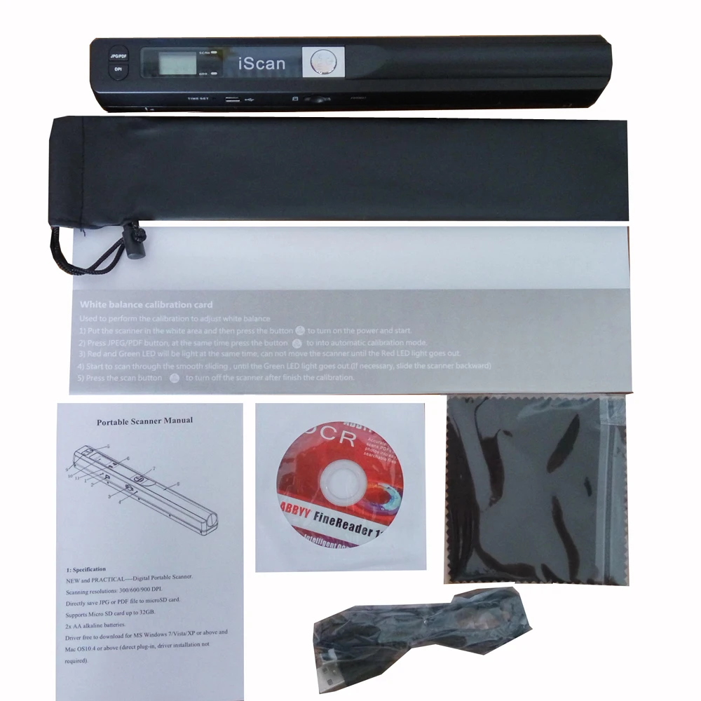 Houkiper Scanner Portatile A4 – 900 Dpi, Salva In JPG/PDF, Display LCD, Supporta MicroSD 32GB, Plug And Play