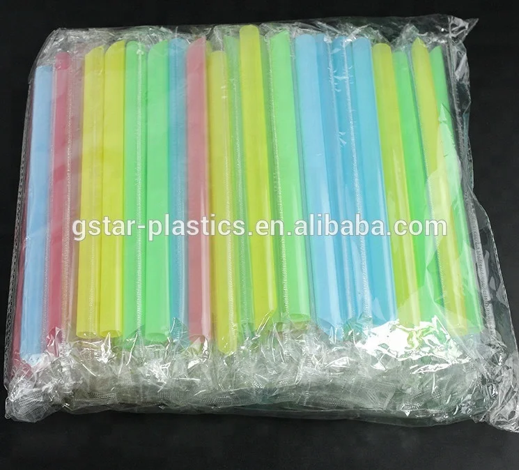 12mm 11mm Wide Neon Jumbo Plastic Straws PP Straight Pointy PP
