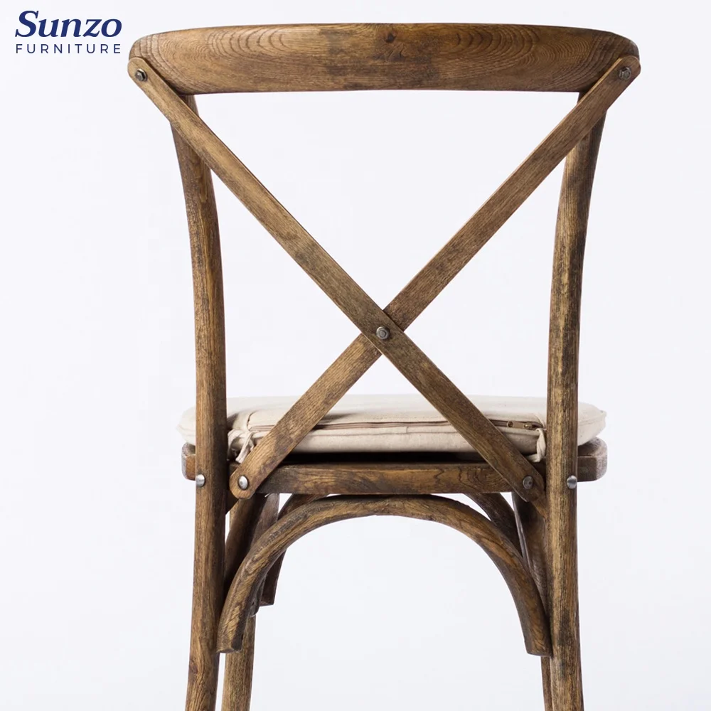 Antique X Cross Back Chairs Stackable Wooden Rustic Dining Chairs