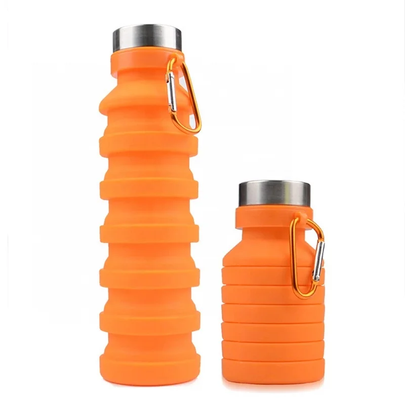 18oz Collapsible Water Bottle, Reuseable BPA Free Silicone Foldable Water  Bottles for Travel Gym Camping Hiking, Portable Leak Proof Sports Water  Bottle 