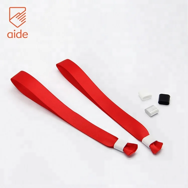Party Custom Bracelet Soild Color Woven Wristbands Fabric Wristband Satin Ribbon Wristbands With Plastic Lock