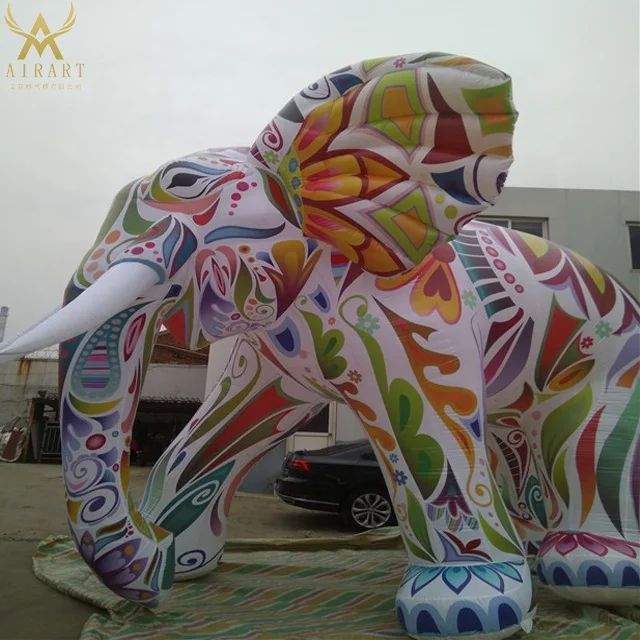High Circus Performance Animal Inflatable Elephant with 16 Led Colors for Stage Decoration
