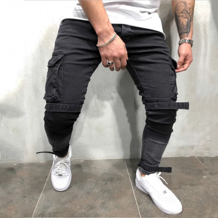 mens black biker jeans slim fit