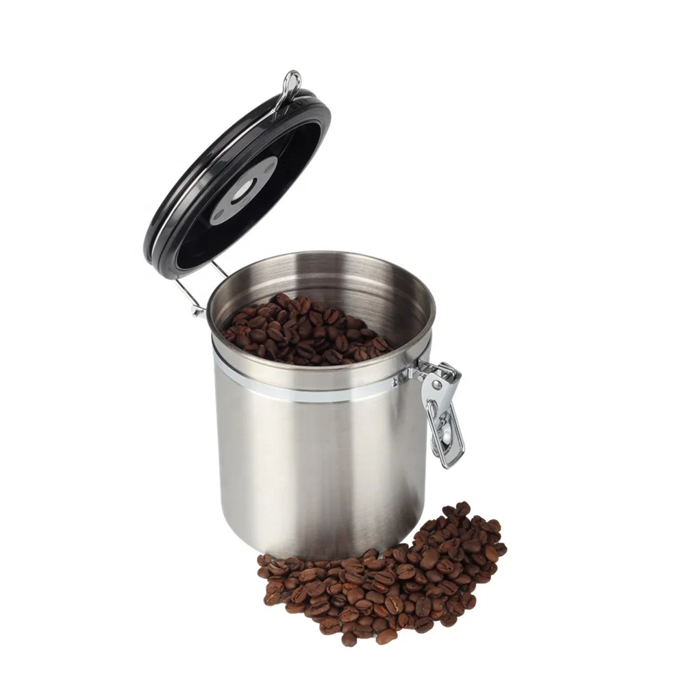 Stainless Steel Coffee Canister – Premium Coffee Container Airtight Storage with Scoop for Easy Portioning