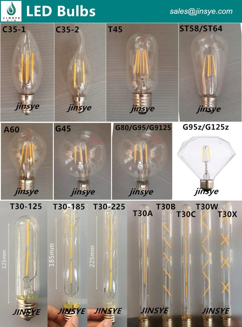 American Style ST58 ST64 40W Squirrel Cage Water Drop Tip LED Guide Lamp Antique Vintage Decorative Filament Edison Bulb
