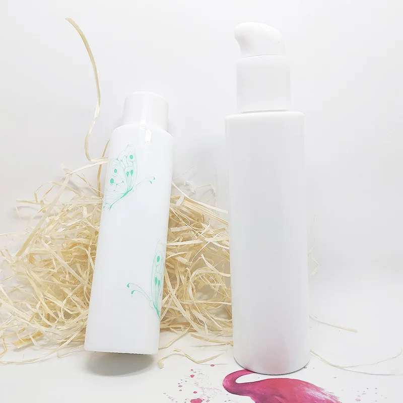 Lotion Pump White Opal Glass Square Porcelain Cosmetic Pump 30ml Ceramic Lotion Bottle