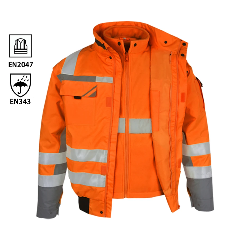 
 Мужская зеленая Защитная парка с высокой видимостью, светоотражающая куртка 3 в 1  