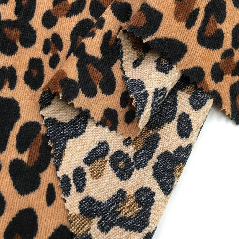 Customized Digital Printed Leopard Print Corduroy Fabric