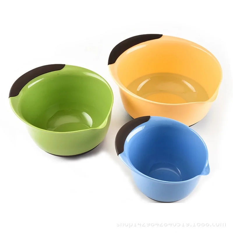 Hot Selling 3 Piece Plastic Mixing Bowl Set Nesting Mixing Bowls With ...