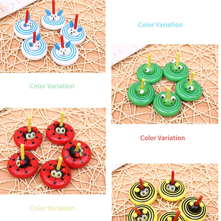 Забавная красочная игрушка бейблэйд, мультяшный многоцветный Деревянный спиннинг
