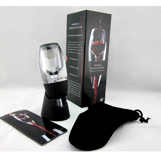 Magic Unique Decanter Wine Aerator With Bag Hopper And Filter,Red