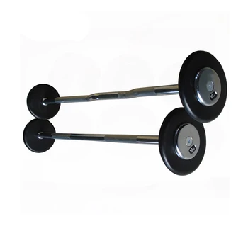 Pro-Style Commercial Flat Black Fixed Weight Curl Barbell