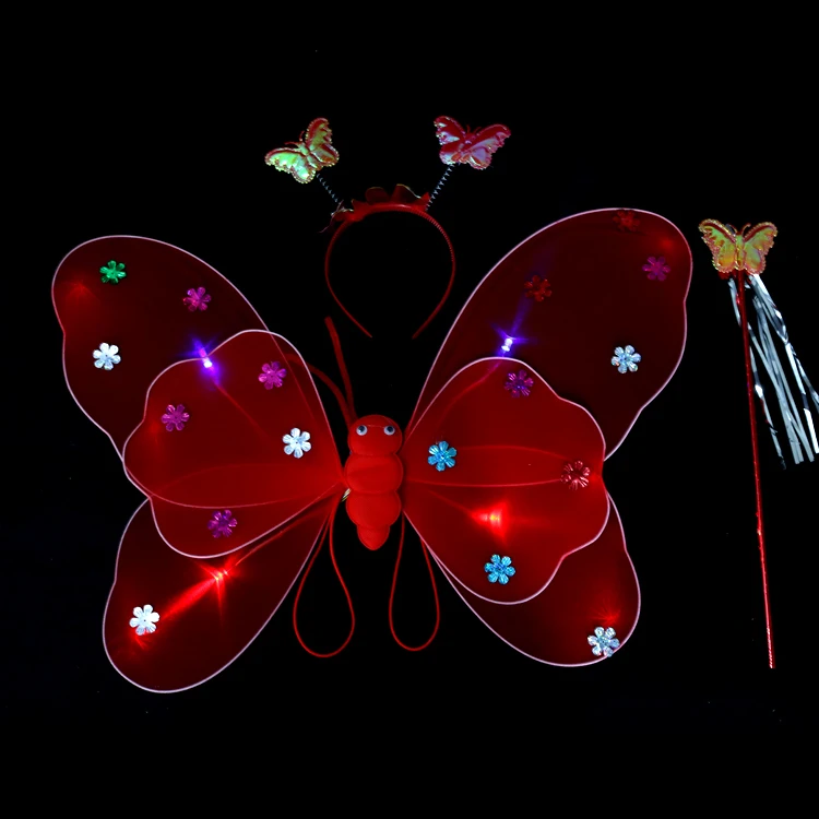 Лучший продукт двухслойные Светящиеся Крылья бабочки костюм на Хэллоуин