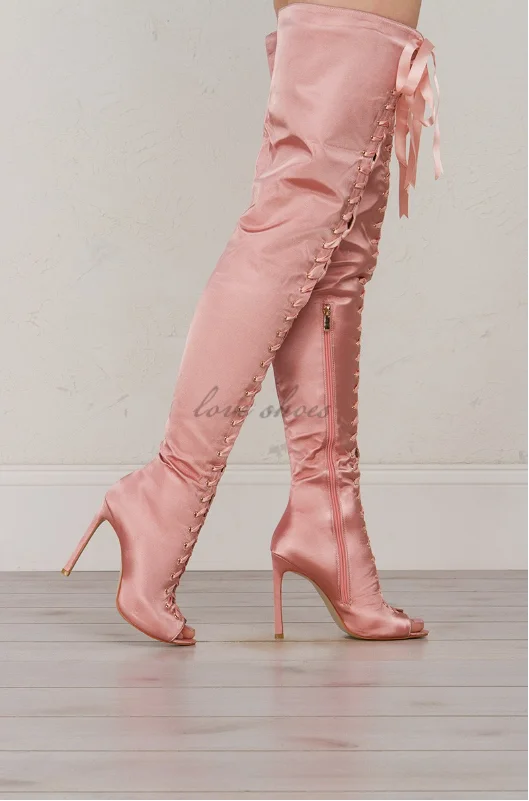 Details about   Women Stiletto High Heel Hollow out Over Knee High Boots Rivet Sandals Shoes New 