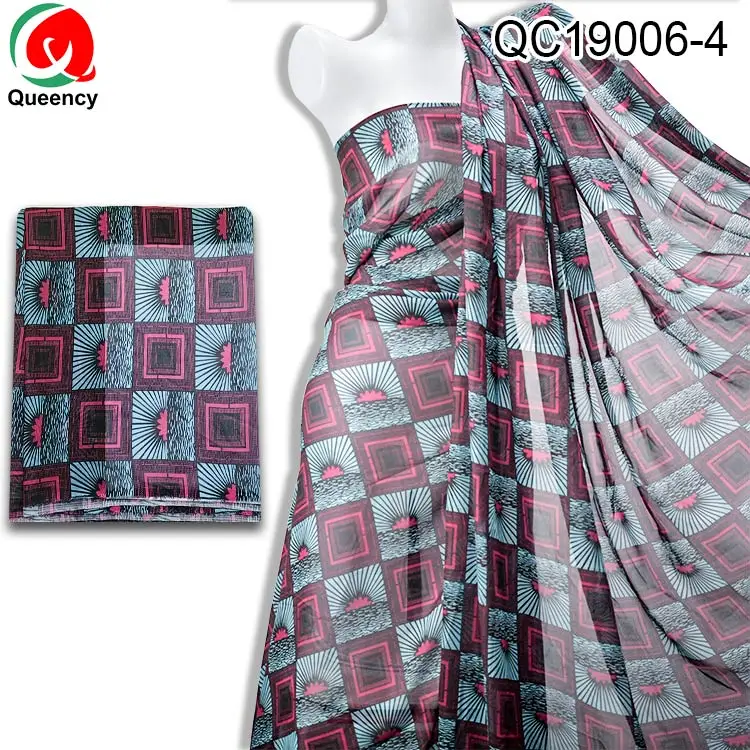 
 Элегантная африканская шифоновая ткань Queency из спандекса с принтом, оптовая продажа  