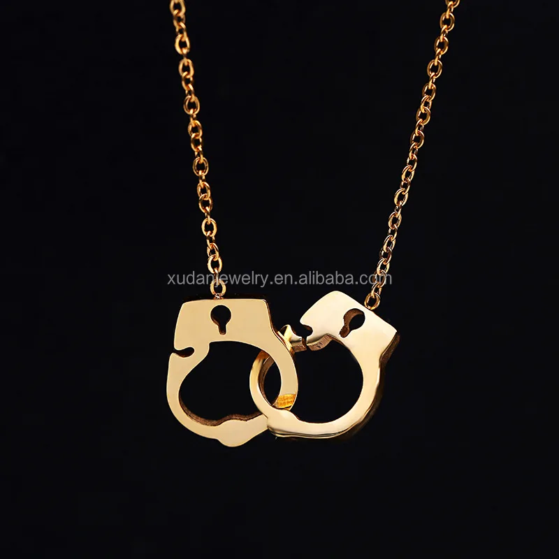 New Fashion Design Handcuffs Choker Pendant Necklace Chain Women Lovers GiftFB 