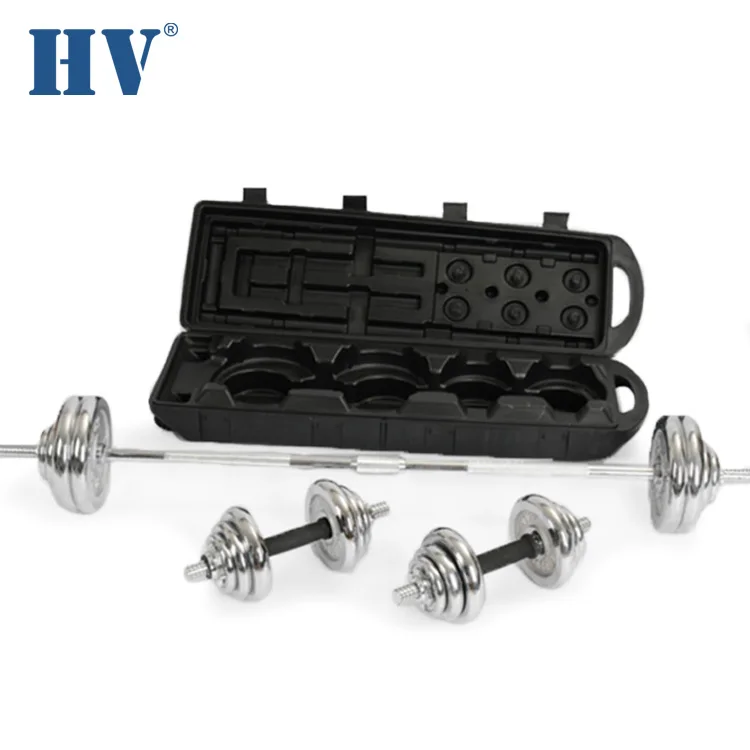 Adjustable Black Painted 50kg Custom Dumbbell and Barbell Set