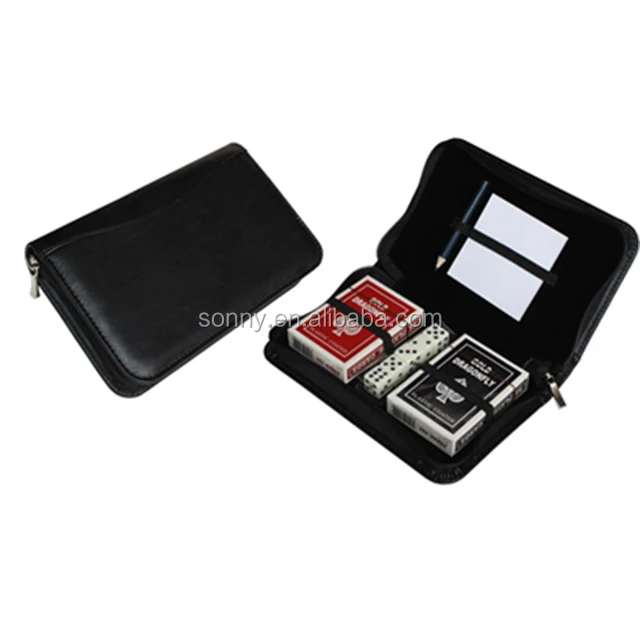 
 Кожаный чехол для игры в покер для 1 колоды игральных карт  