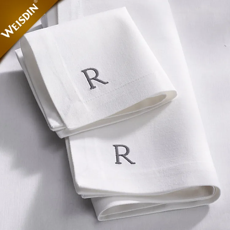 
Гостиничные Свадебные обеденные вышитые монограммные белые льняные салфетки с окантовкой 