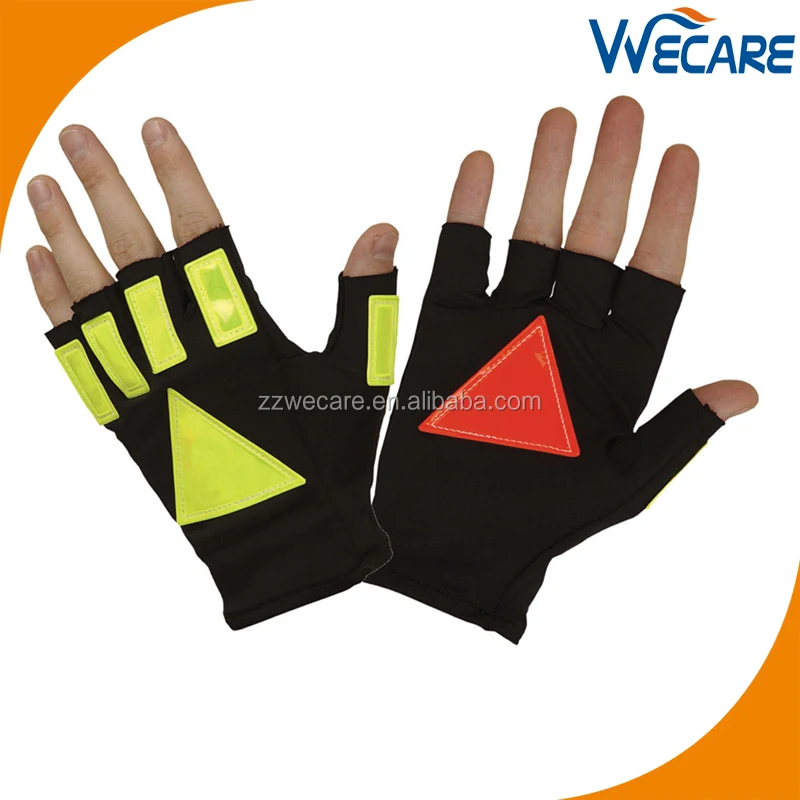 Fingerless Reflective Tape Control Hand Protection Traffic Safety Gloves