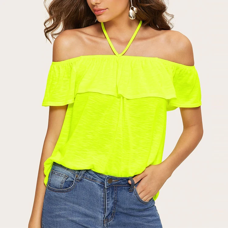 neon green ruffle top